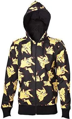 Produktbild von Bioworld Pokemon Pikachu Hoodie Komplettdruck M Schwarz