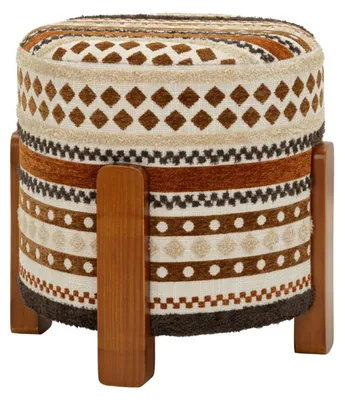 Image de Pouf ethnique avec motif dans les tons marron et beige