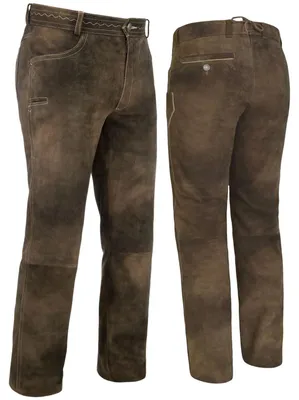 Produktbild von Trachten Herren Lederhose Tassilo 253-H Lange Hose Ziegenvelour , Größe:52/L