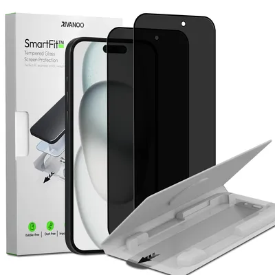 Obrázok produktu pre 2-balenie iPhone 15 Ochranné sklo na displej Privacy - Tvrdené sklo | [Automatická inštalácia] - Bez bublín