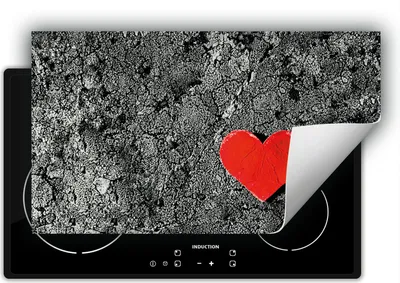 Produktbild von DarHaus Herdabdeckplatte 90x52 cm Anti Rutsch Matte Aufrollbar, rot - herz