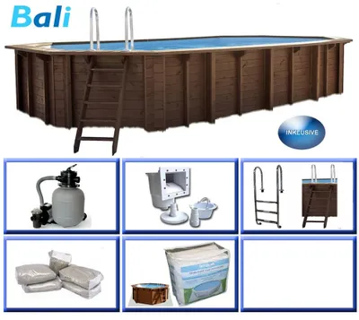 Produktbild von Interline Holzpool Bali oval L 8,40 x B 4,90 x H 1,36 m Schwimmbecken
