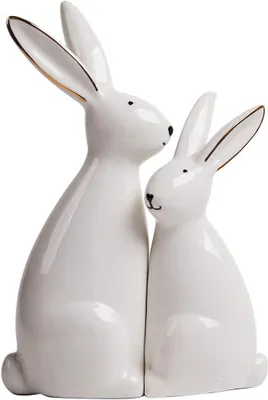 Obrázek produktu pro Keramická soška králíka, bílá, výška 19,3 cm, vhodná jako dekorace do interiéru