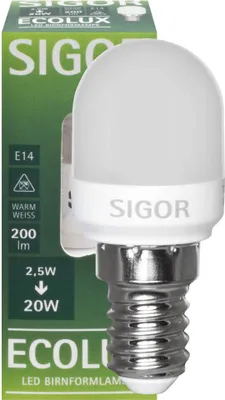 Produktbild von Sigor 2.5W E14 BULB LED-Lampe, Birnenform, Sockel E14, 2,5 Watt