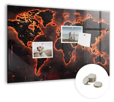 Produktbild von Dekorative Magnettafel 60x40 cm - Magnetwand - für Fotos, Karten und Notizen - Fotowand - Memoboard - Magnetpinnwand - Wanddekoration - Weltkarte