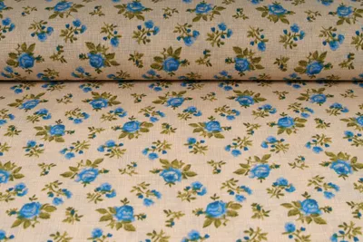 Obrázek produktu pro Plátno bavlněné - modré růžičky, metráž, látky / 50cm
