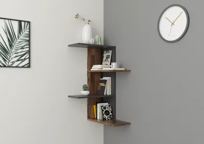 Produktbild von FMD furniture Eckregal mit 4 Ebenen 45 x 45 x 75 cm in Old Style dunkel / Matera Zickzackregal für Schlafzimmer, Wohnzimmer, Küche