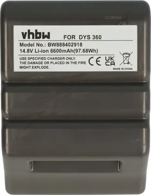 Produktbild von vhbw Akku Ersatz für Dyson 970049-01, 968734-02, 967864-02 für Saugroboter Dunkelgrau (6600 mAh, 14,8 V, Li-Ion)
