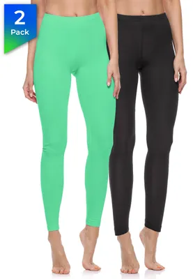Image de Merry Style Femmes Longs Leggings en coton 2 Pack MS10-198 (Noir/Menthe, M)