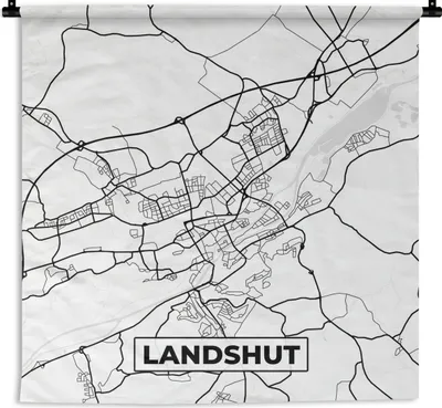 Obrázek produktu pro MuchoWow® Tapiserie Věšení na zeď Landshut - Plánek města - Mapa - Mapa 180x180 Tapiserie dekorace Nástěnná šála