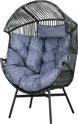 Produktbild von Rattansessel Outdoor-Sessel Gartensessel, PE-Rattan, 89 cm x 75 cm x 143 cm, Grau+Schwarz