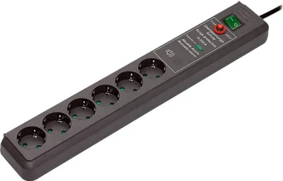 Produktbild von Brennenstuhl Secure-Tec 19.500A Überspannungsschutz-Steckdosenleiste Akustik 6-fach anthrazit 3m H05VV-F 3G1,5, 1159540376