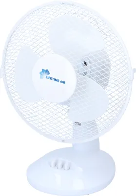 Produktbild von Tischventilator mit 2 Leistungsstufen, stufenlos kippbar um ca. 45°, oszillierend, Größe (HxBxT) ca. 35,5 x 27 x 21 cm, weiß