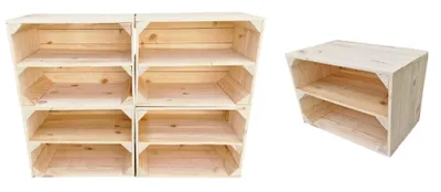 Produktbild von 5er Vintage Holzkisten mit Regalbrett - 40x30x24 cm - Vintage Deko and Aufbewahrung