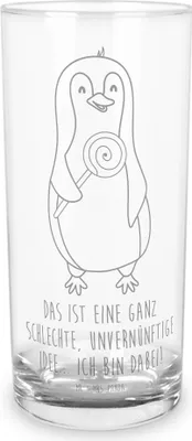 Produktbild von Mr. & Mrs. Panda Cocktailglas Pinguin Lolli 400 ml - Transparent - Geschenk, Longdrinkglas, Tumbler, Süßigkeiten, Rabauke, Trinkglas, Pinguine, Spruch, Wasserglas, Glas
