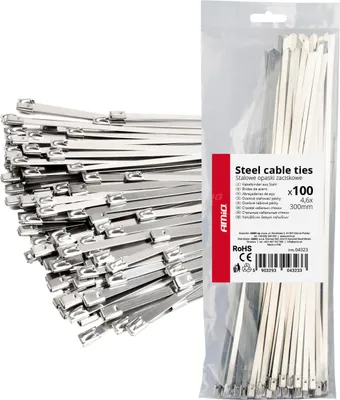 Produktbild von Metallkabelbinder aus Edelstahl 4.6x300mm, 100 Stk, Industriequalität