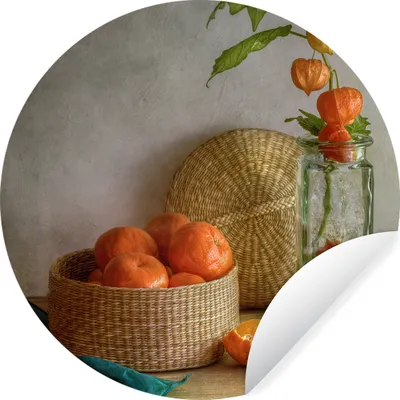 Produktbild von MuchoWow® Runde Wandtattoo - Wandsticker Tapete Aufkleber Obst - Stilleben - Pflanze Ø 80 cm Selbstklebend und Repositionierbar - Wandaufkleber - Kreis - Mauerkreis - Wand Bilder - Wandsticker - Wohnzimmer Dekoration - Dekoration für die Wände - Aluminium - Babyzimmer