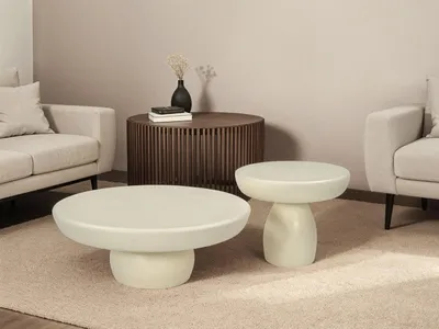 Productafbeelding van Livingfurn Salontafel Dune Ivoor Ø50cm