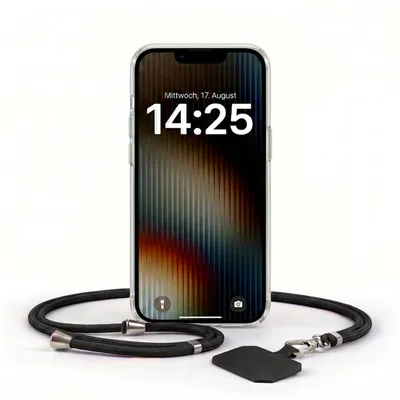 Produktbild von Handyhülle für Apple iPhone 13 mit Handykette Band in Schwarz Kordel Hülle Case Schutzhülle Transparent