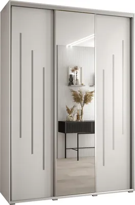 Produktbild von MEBLE KRYSPOL Davos 9 Schrank, drei Türen - 235,2x170x45 cm - Weiß Weiß Silber