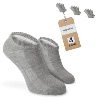 Produktbild von SOKKS® Sneakersocken Herren & Damen Grau 4 Paar Quarter Gr. 36-39