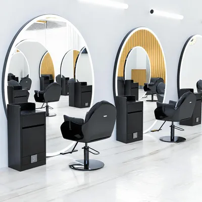 Obrázok produktu pre Kadernícka a barberská konzola kozmetická s LED zrkadlom 200x120 cm čierna