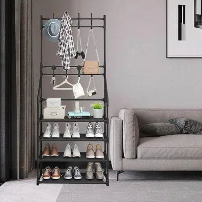 Obrázek produktu pro Věšák na oblečení s přihrádkou na boty 145 x 60 x 25 cm