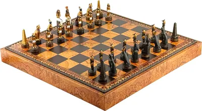 Obrázek produktu pro šachová sada v egyptském stylu s ručně malovanými figurkami – 48 cm