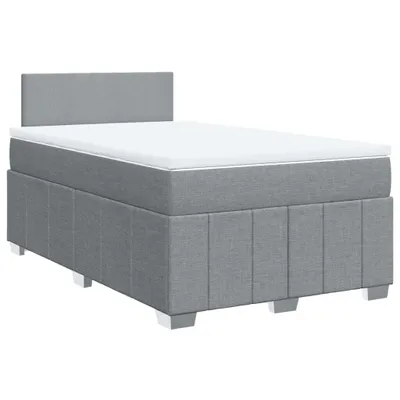 Image de vidaXL Lit boxspring avec matelas gris clair 120x190 cm Tissu