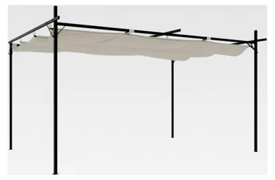 Produktbild von Pergola, Pavillon mit Schiebedach, UV-beständige Überdachung für Garten Terrasse, Sonnenschutz, Creme 395x292x230 cm