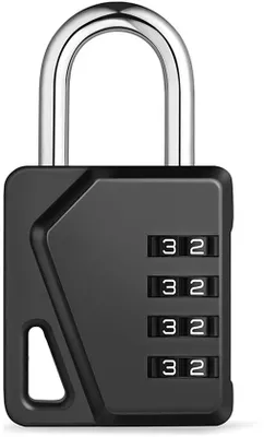 Immagine prodotto di Lucchetto a combinazione resistente alle intemperie, lucchetto a 4 cifre per capanni, scuole, palestre, nero, 1 pezzo