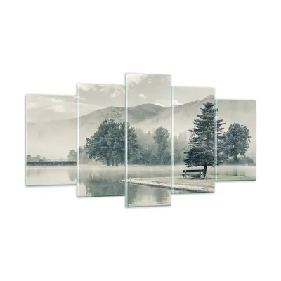 Produktbild von Bilder auf glas - 5 Teile - Cool Landschaft Berge - 160x85cm - Glasbilder - Wandbilder - Bilder - zum Aufhängen bereit - Wanddekoration aus Glas - Glas Bilder - Wandbild auf Glas - GEA160x85-4611