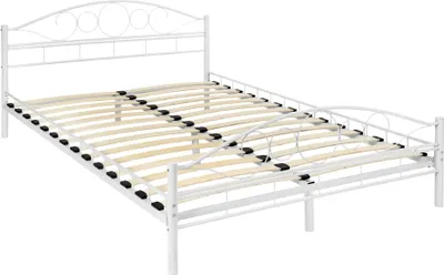 Image de Lit design romantique avec sommier - 200 x 140 cm, blanc/blanc