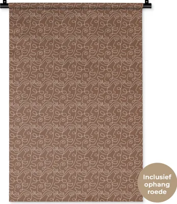 Produktbild von MuchoWow® Wandteppich Wandbehang Porträt - Muster - Abstrakt 60x90 cm Tapisserie Dekoration Wandtuch - Foto-Teppich - Abwaschbar