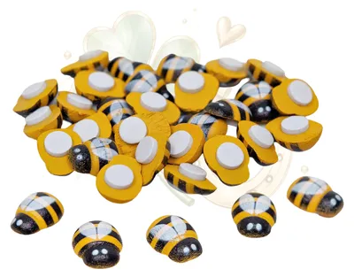 Produktbild von Holzbienen Deko mit Klebepunkt, ca. 1,5 cm, 40er-Set