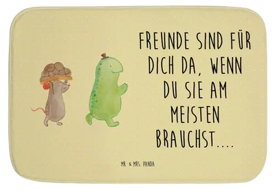 Produktbild von Mr. & Mrs. Panda Badvorleger Schildkröte Maus - Gelb Pastell - Geschenk, Teppich Bad, Freunde, Badematte, duschmatte, Badezimmerteppich, Beste Freundinnen, Badteppich