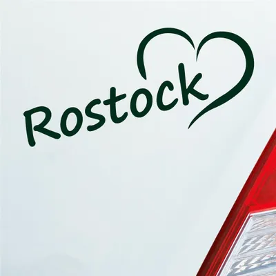 Produktbild von Auto Aufkleber Rostock Herz Stadt City Love Liebe Heimat 18,5x8 cm Dunkelgrün Sticker Heckscheibenaufkleber