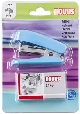 Productafbeelding van Novus® 020-1908 Mini-hefter + nietjes - 12 vellen, lichtblauw