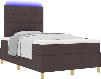Zdjęcie produktu dla Łóżko sprężynowe z materacem ciemnobrązowe 120 x 190 cm tkanina