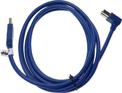 Produktbild von vhbw Kabel USB 3.0 A auf USB 3.0 B für Festplatte, Drucker, Monitor - USB Datentransferkabel, Gewinkelt, 1,8 m, 180 cm Blau