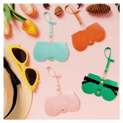 Produktbild von Sonnenbrillenetui in 4 Farben, Tragbares Etui für Brillen, Weiches Kunstleder, Reiseschutz für Brillen, Etui mit Gürtelclip
