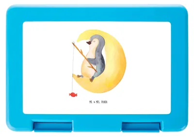 Produktbild von Mr. & Mrs. Panda Bentobox Pinguin Mond - Weiß - Geschenk, Snackbox, Lunchbox, Süßigkeiten, Spruch, Frischhaltedose, Bento Box, Angel, Erschöpft, Vesperbox