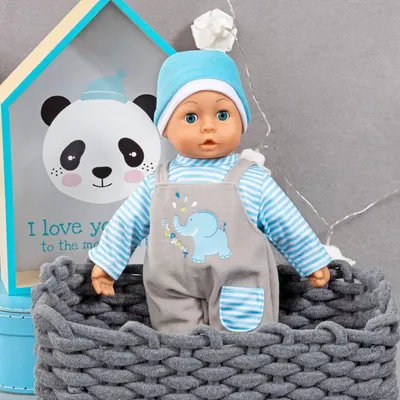 Immagine prodotto di Bayer Design 83876AA Completo per bambole 33-38 cm, tutina, top e cappellino, set, completo da elefante, blu, grigio a righe