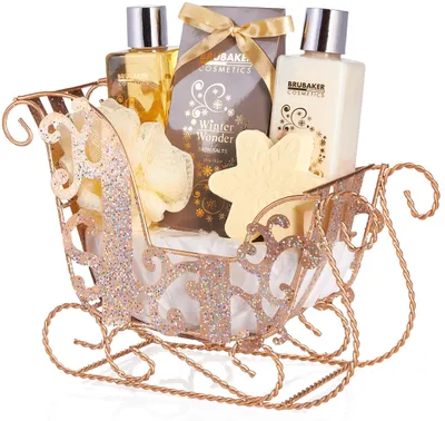 Produktbild von BRUBAKER Cosmetics 6-teilig Pflegeset - Winter Wonder - Beauty Geschenkset mit Vanille Duft - inkl. Glitzer Schlitten Gold
