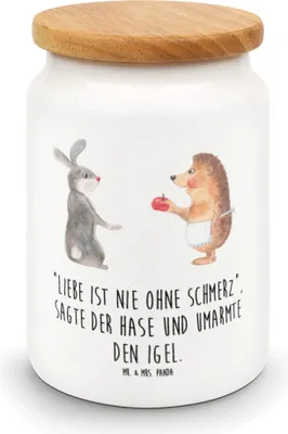 Produktbild von Mr. & Mrs. Panda Dose Hase Igel - Weiß - Geschenk, Herzschmerz, Kaffeedose, und, Aufbewahrungsdose, Liebe Spruch, Lustige Sprüche, Vorratsdose, Trösten, zuckerdose