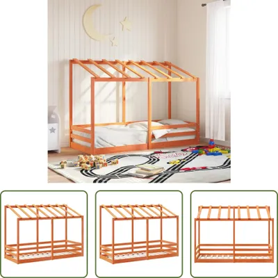 Produktbild von The Living Store Kinderbett mit Dach Wachsbraun 75x190 cm Massivholz Kiefer