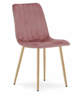 Image de Chaise LAVA - velours rose / pieds en bois x 1