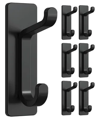 Image de Supports pour serviettes sans perçage : crochets autocollants ultra-résistants (6 kg), crochets muraux autocollants pour salle de bain, crochets pour serviettes et vêtements, lot de 6, noir