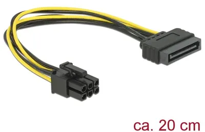 Obrázok produktu pre DELOCK Stromkabel SATA 15pin -> 6pin PCI Express 0,21m