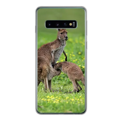 Produktbild von MuchoWow® Handyhülle Schutzhülle Hülle für Samsung Galaxy S10 Känguru - Blumen - Jung Silikon Softcase Handy Hülle - Handytasche